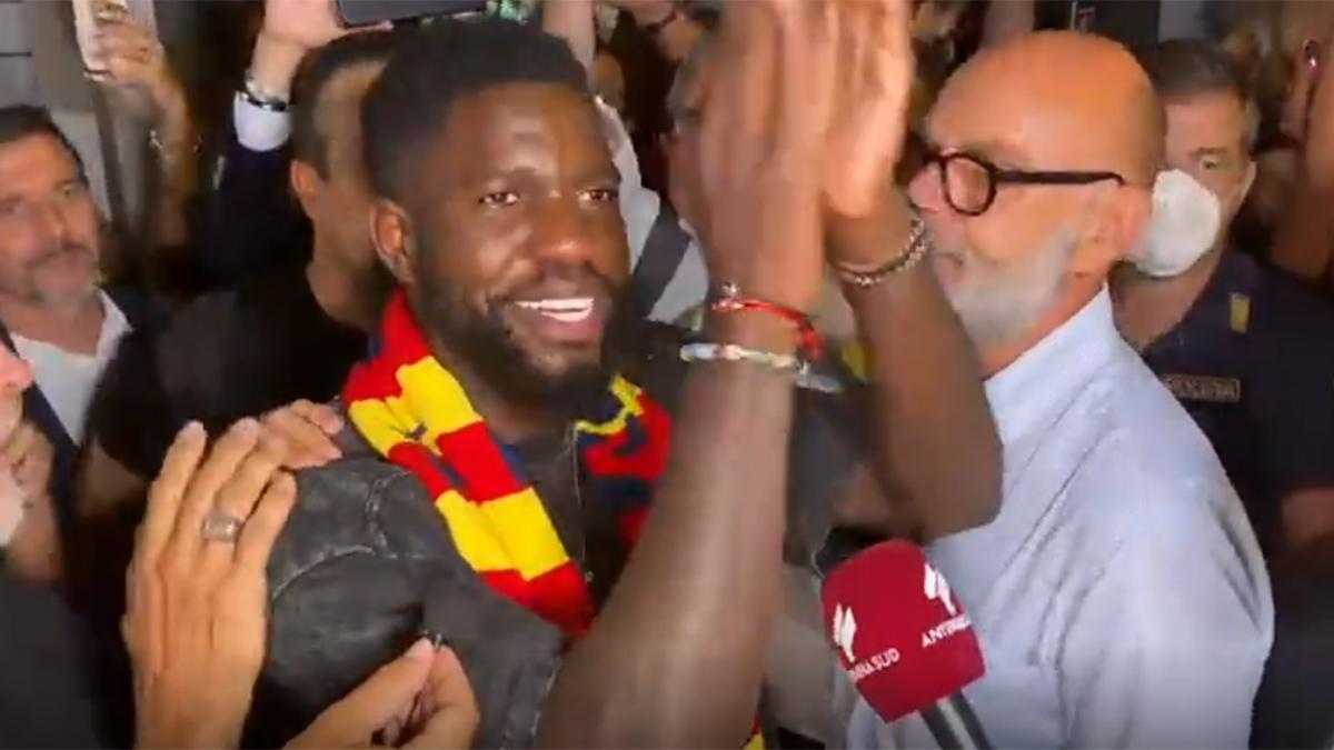 No se lo puede ni creer y se emociona: ¡Baño de masas de Umtiti a su llegada a Italia!