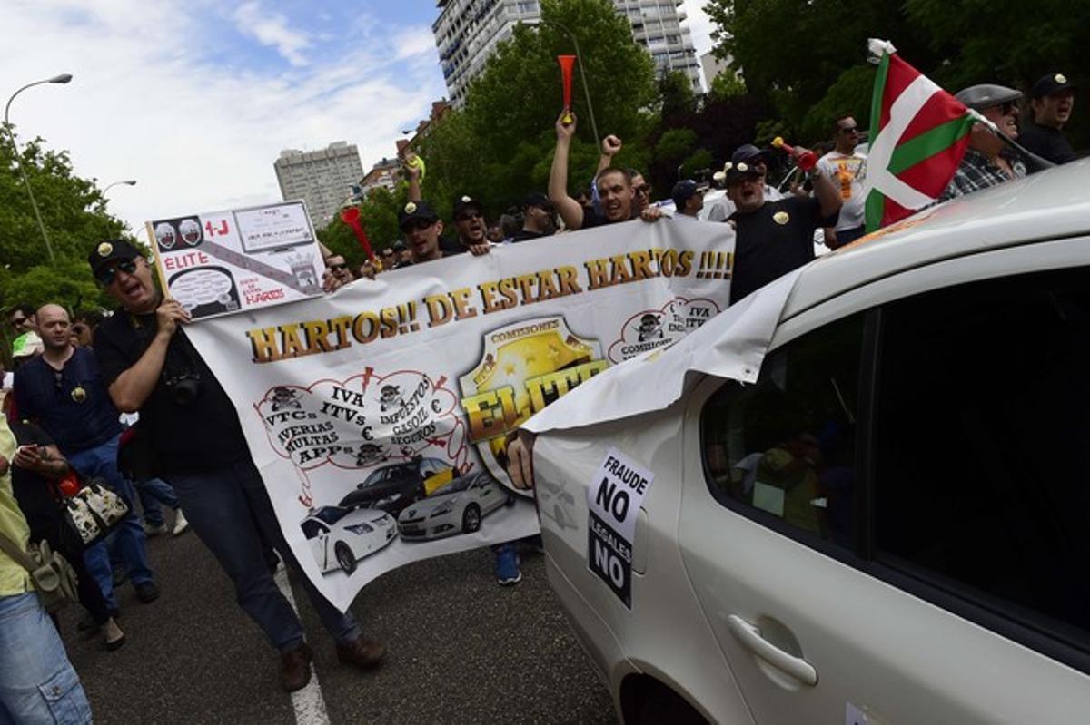 Protesta del sector del taxi a Barcelona.