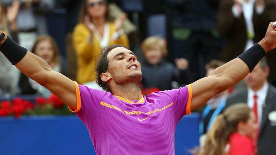 Nadal celebra su victoria ante Zeballos.