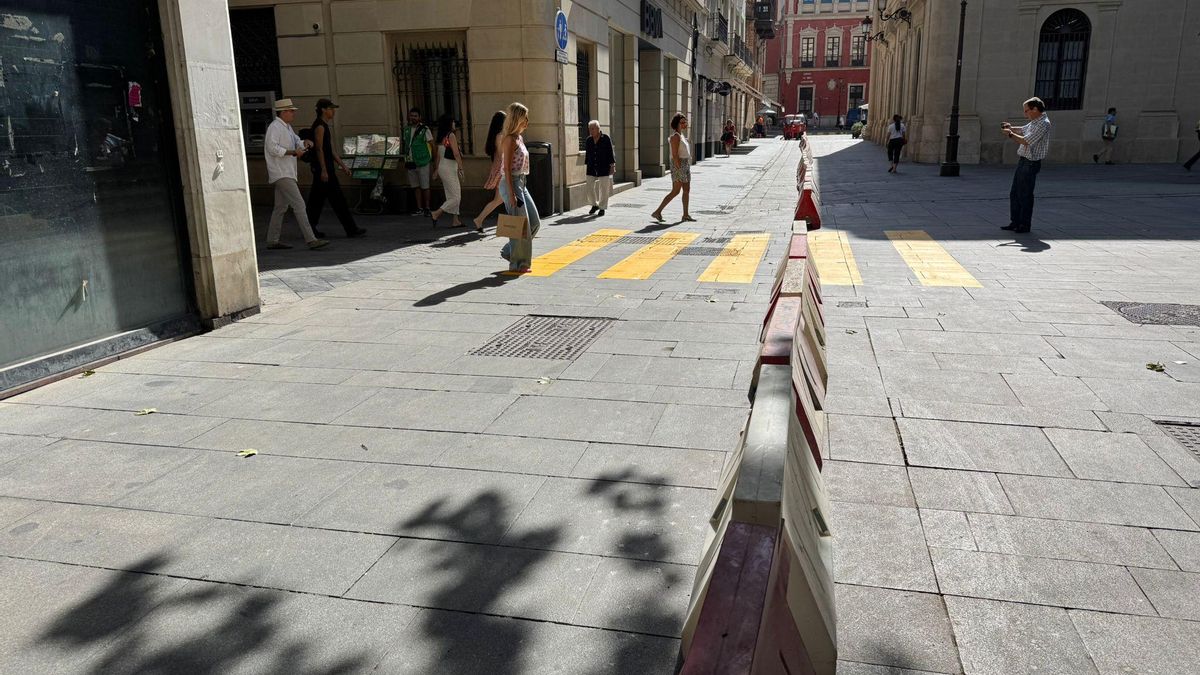 Paso habilitado para coches en la Plaza Nueva