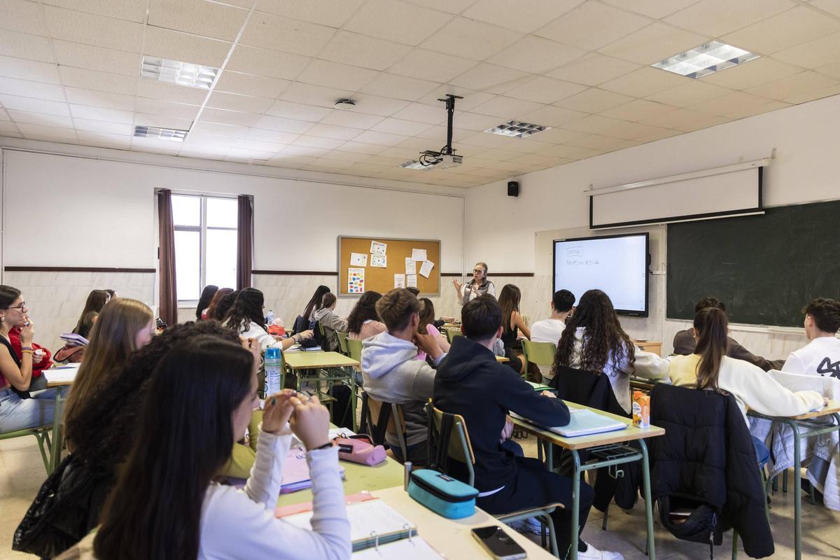 Clase de Bachillerato en el IES Lluis Vives de València.