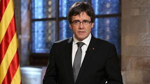 Missatge de Puigdemont a Twitter amb motiu del primer aniversari de la seva presa de possessió com a president.