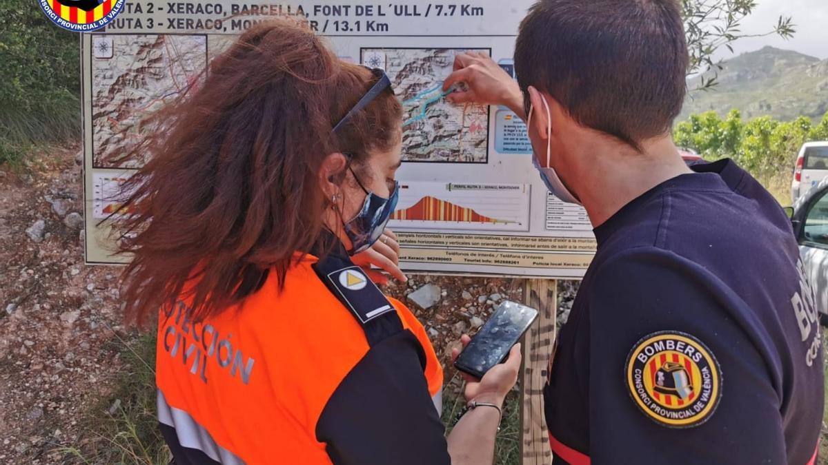 Tareas para localizar a un senderista perdido en la montaña de Xeraco (Valencia)