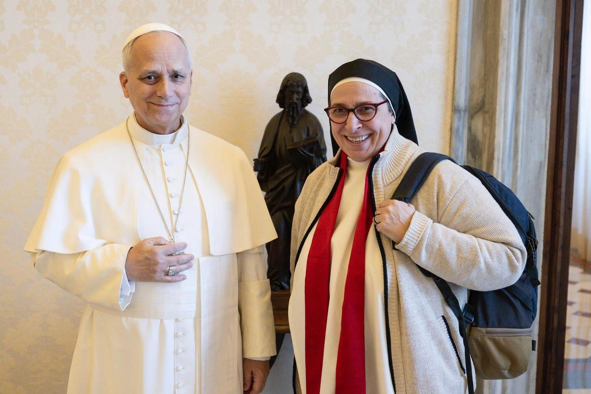 El papa Lleó XIV abans de la recepció que va oferir a sor Lucía