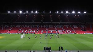 El entrenamiento del Barça en Old Trafford, previo al duelo de Europa League con el Manchester United.