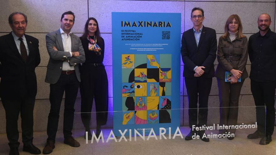 Presentación del festival ‘Imaxinaria’, con el cartel. | C. Pardellas