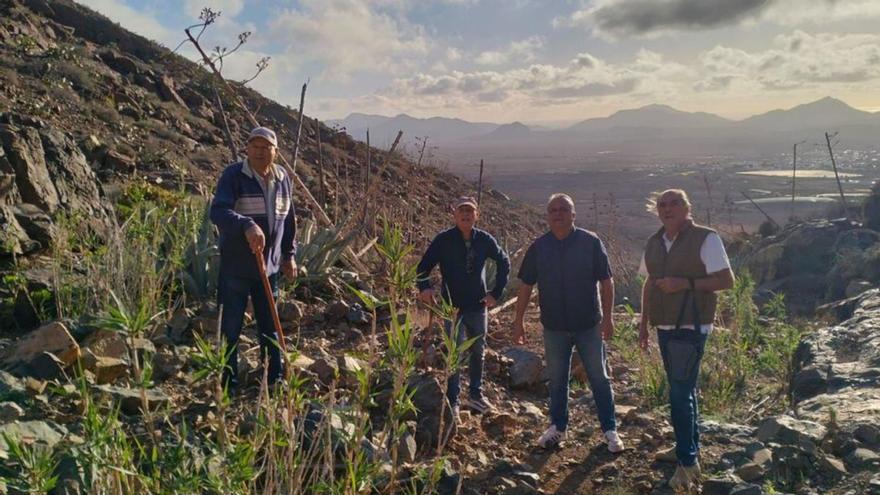 Imagen de una de las visitas de los técnicos del Cabildo de Fuerteventura a la fuente de Manitaga para ultimar el proyecto de rehabilitación.