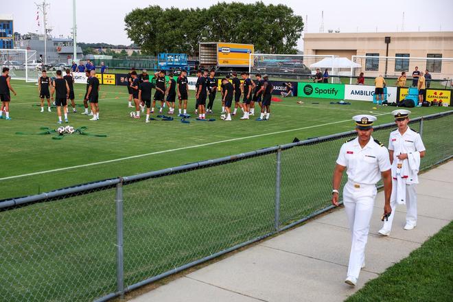 Así ha sido el entrenamiento del Barça en la Base Naval de la Marina de Annapolis para preparar el clásico