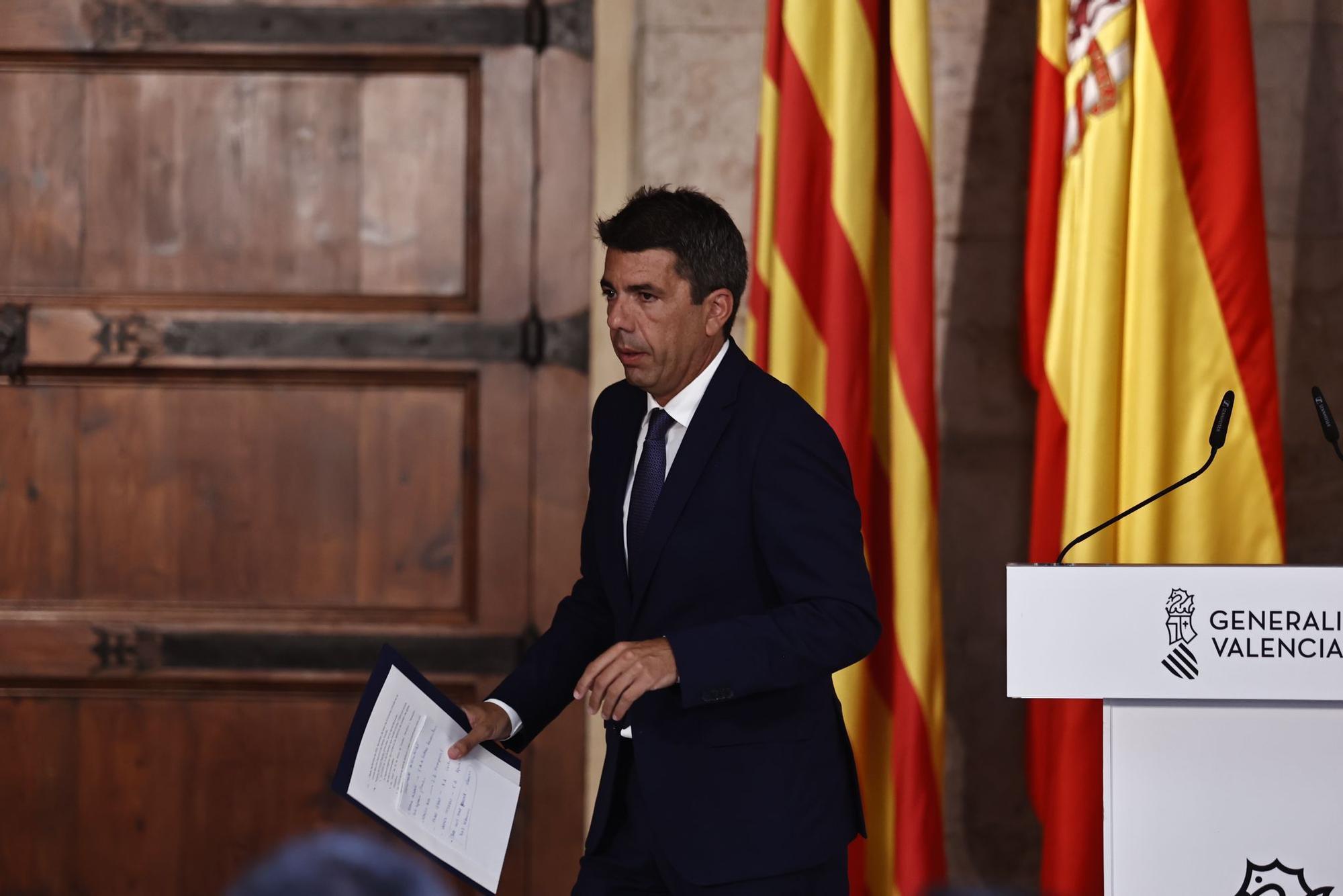 Comparecencia de Carlos Mazón desde el Palau de la Generalitat