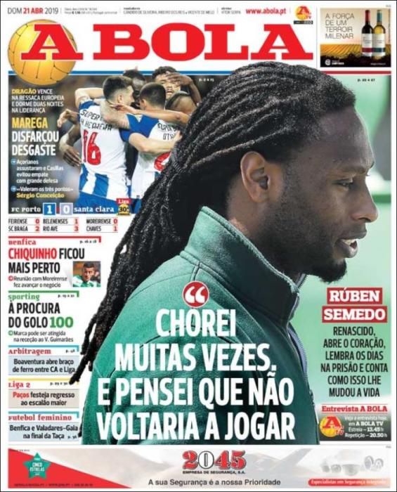 Portada A BOLA domingo 21 de abril de 2019