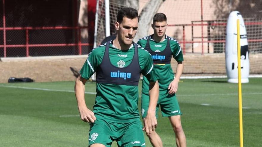 Dani Calvo, durante el entrenamiento de este miércoles