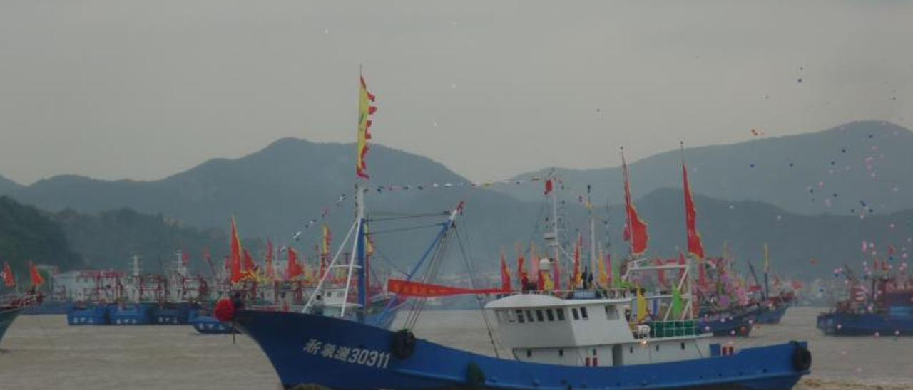 Barcos de la flota pesquera de China.