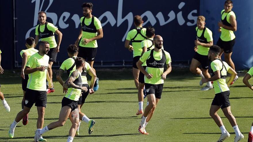 Imagen de la sesión de entrenamiento de ayer del plantel blanquiazul en Martiricos.