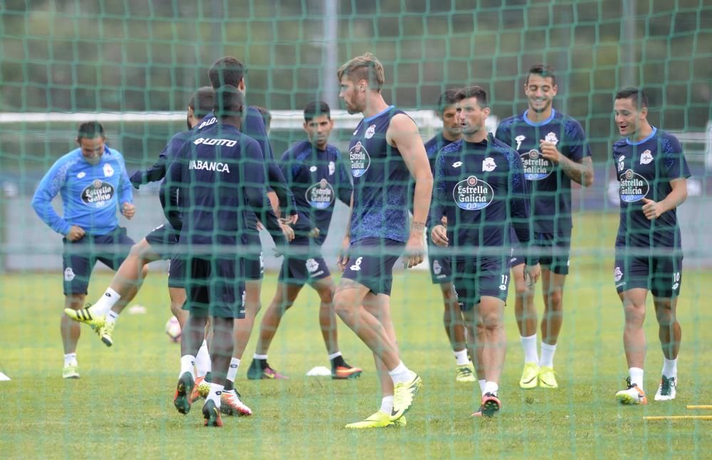 Sesión del Dépor antes de medirse al Athletic