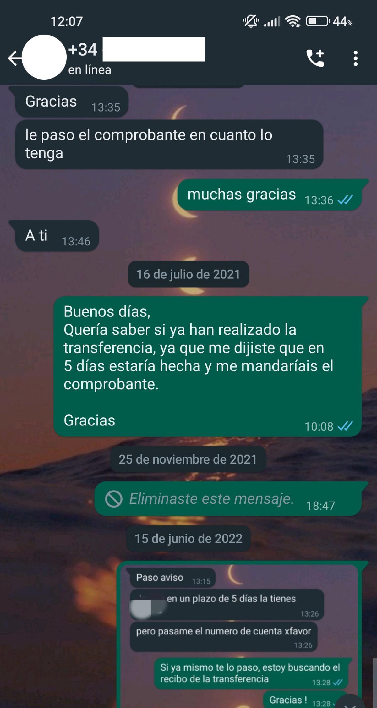 Capturas de las conversaciones con Man Medical.