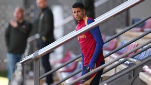 Joao Cancelo, antes de un entrenamiento del Barça