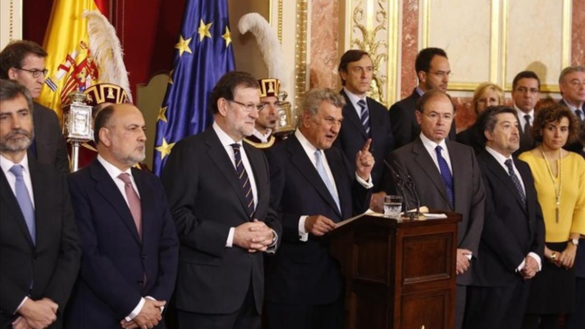 Los presidentes del Congreso y Senado en la última reunión de las Cortes, para celebrar el día de la Constitución.