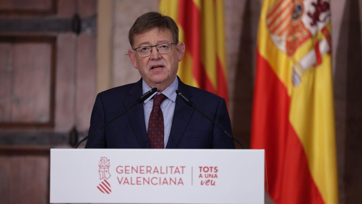 El president de la Generalitat, Ximo Puig, en sus declaraciones a los medios