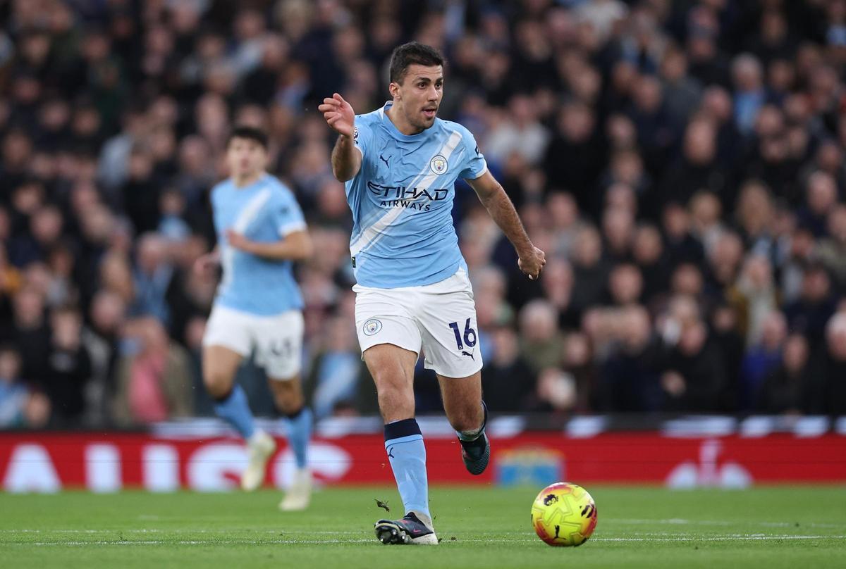 Rodri, durante un partido con el Manchester City