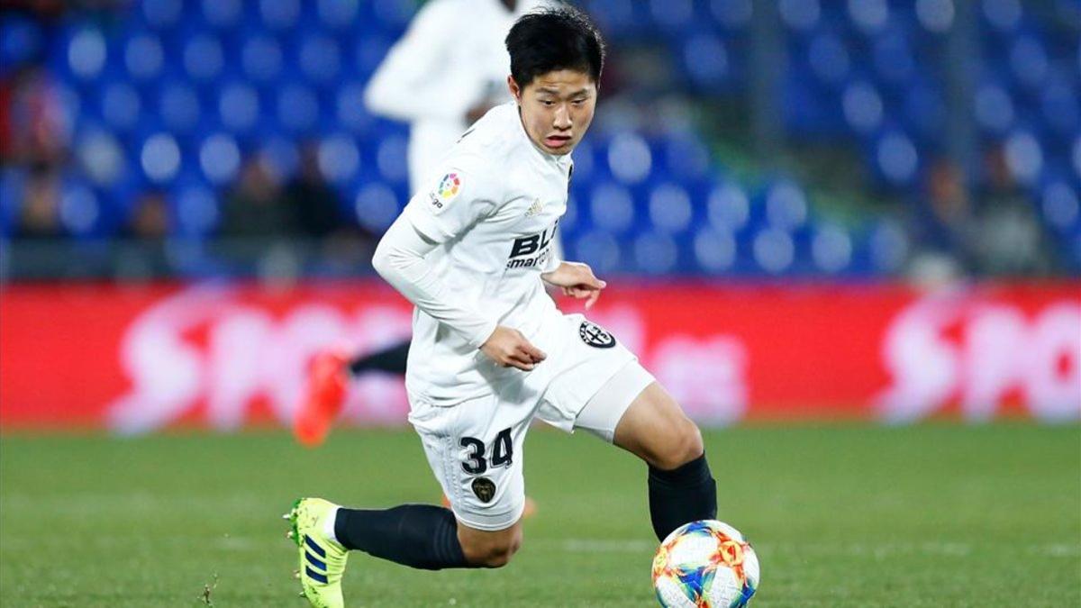 Kang In Lee durante un partido de Copa del Rey en el Coliseum Alfonso Pérez