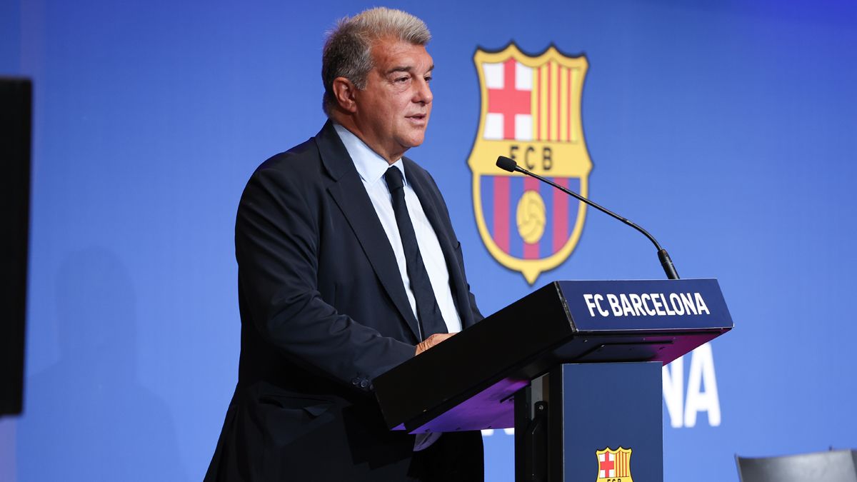 Joan Laporta, durante la rueda de prensa sobre la financiación del Espai Barça