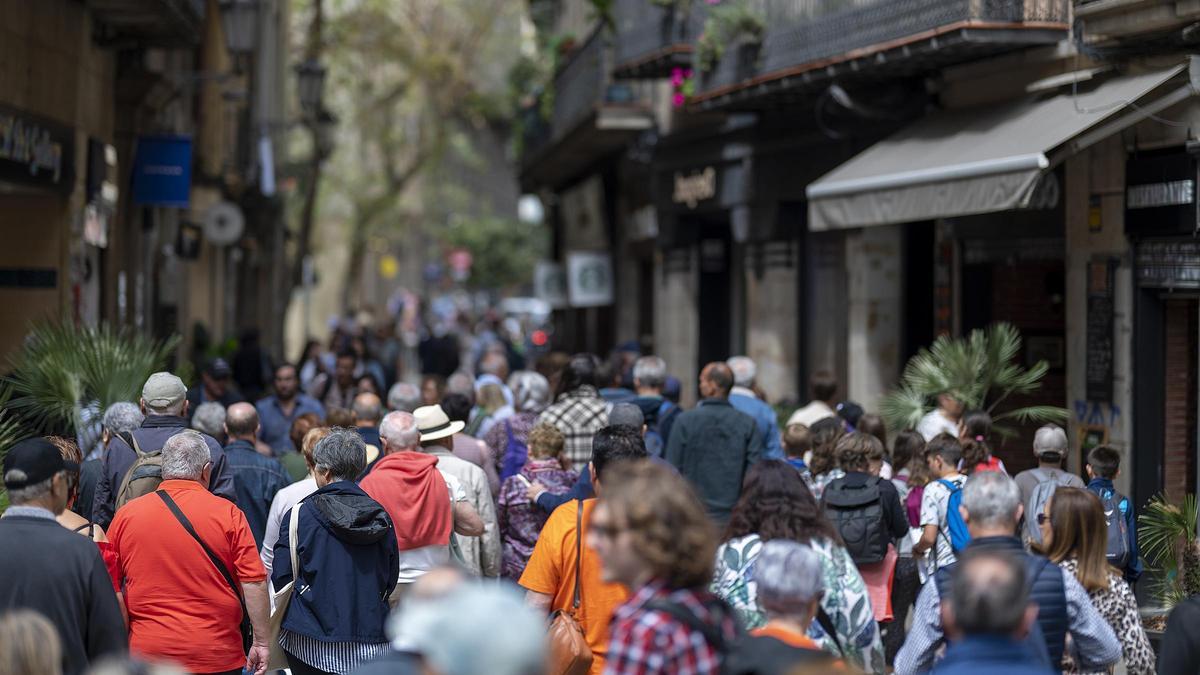 Turistas en la calle Argenteria, en Barcelona.