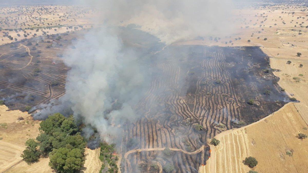 Estabilizado el fuego declarado en una zona de cultivos de Belalcázar