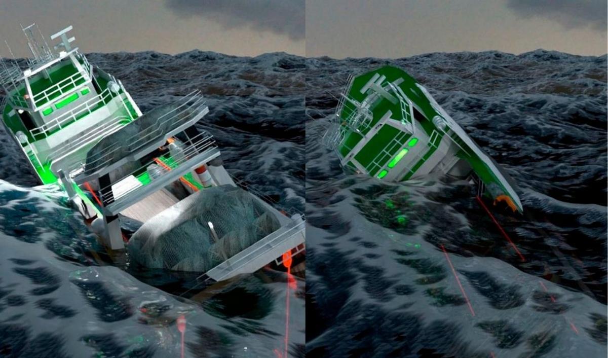 Parte de la secuencia del naufragio del "Villa de Pitanxo", según la pricial encargada por la Audiencia Nacional