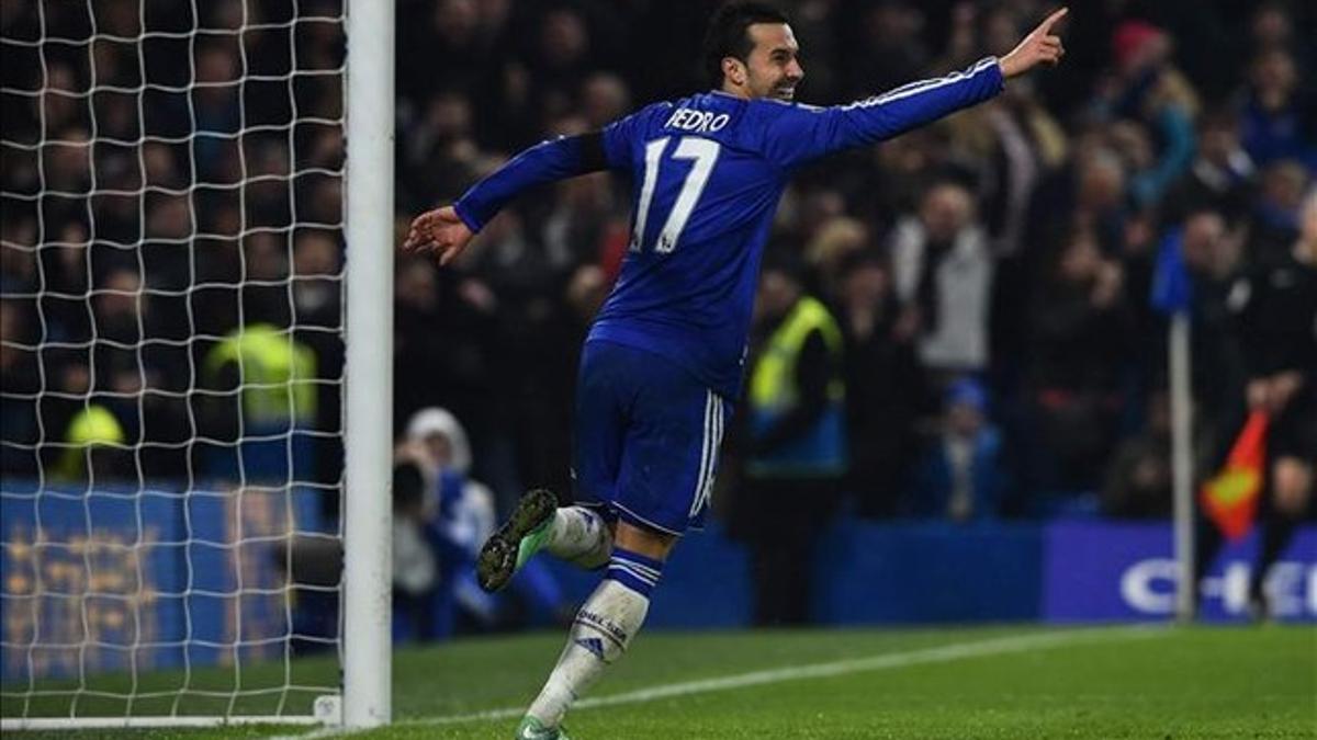 Pedro celebrando uno de sus goles ante el Newcastle.