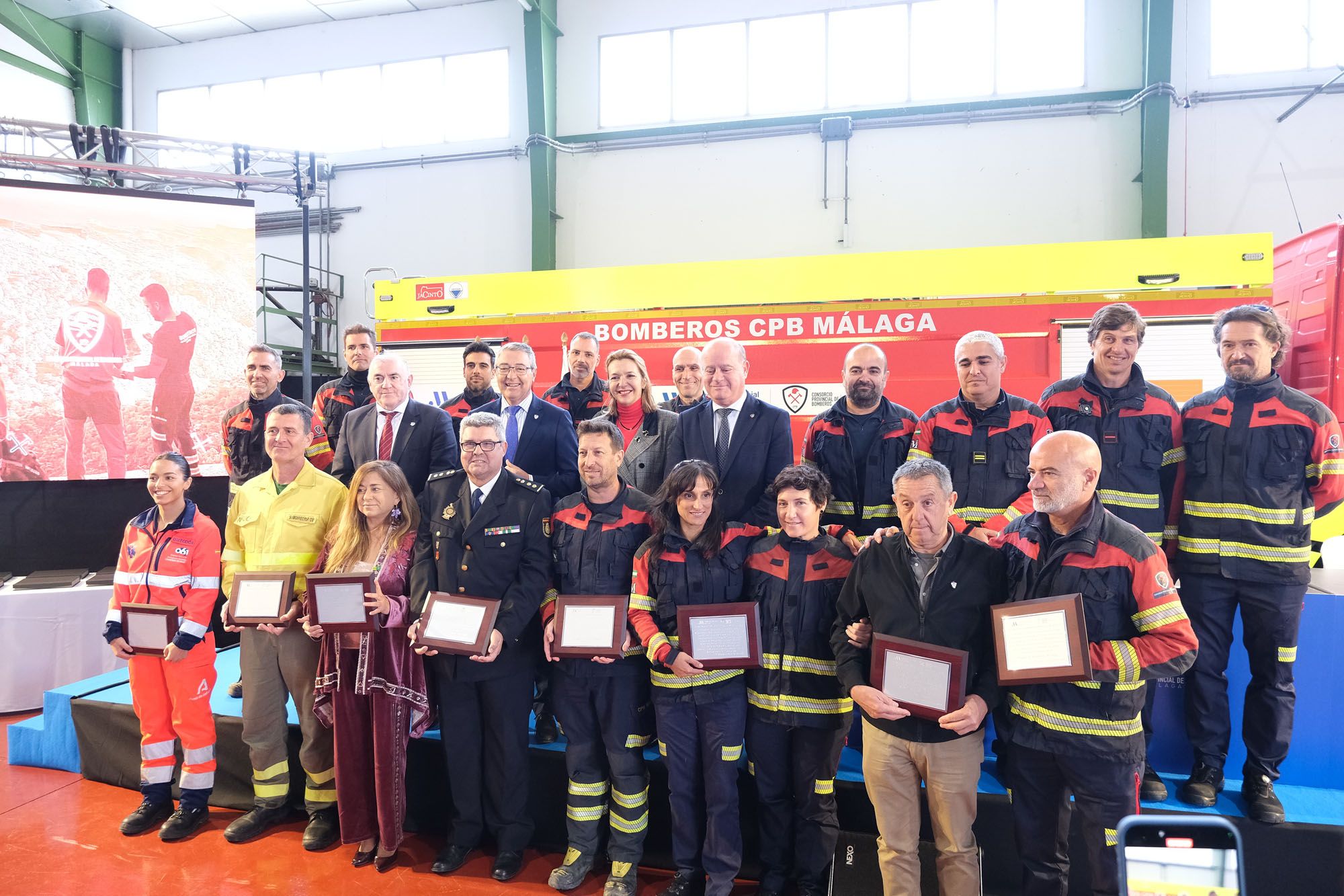 El Consorcio Provincial de Bomberos (CPB) de Málaga celebra el día de su patrón, San Juan de Dios, en el parque de bomberos de Antequera.