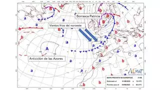 La Aemet habla de la borrasca Patricia: "Es inusualmente profunda para agosto"