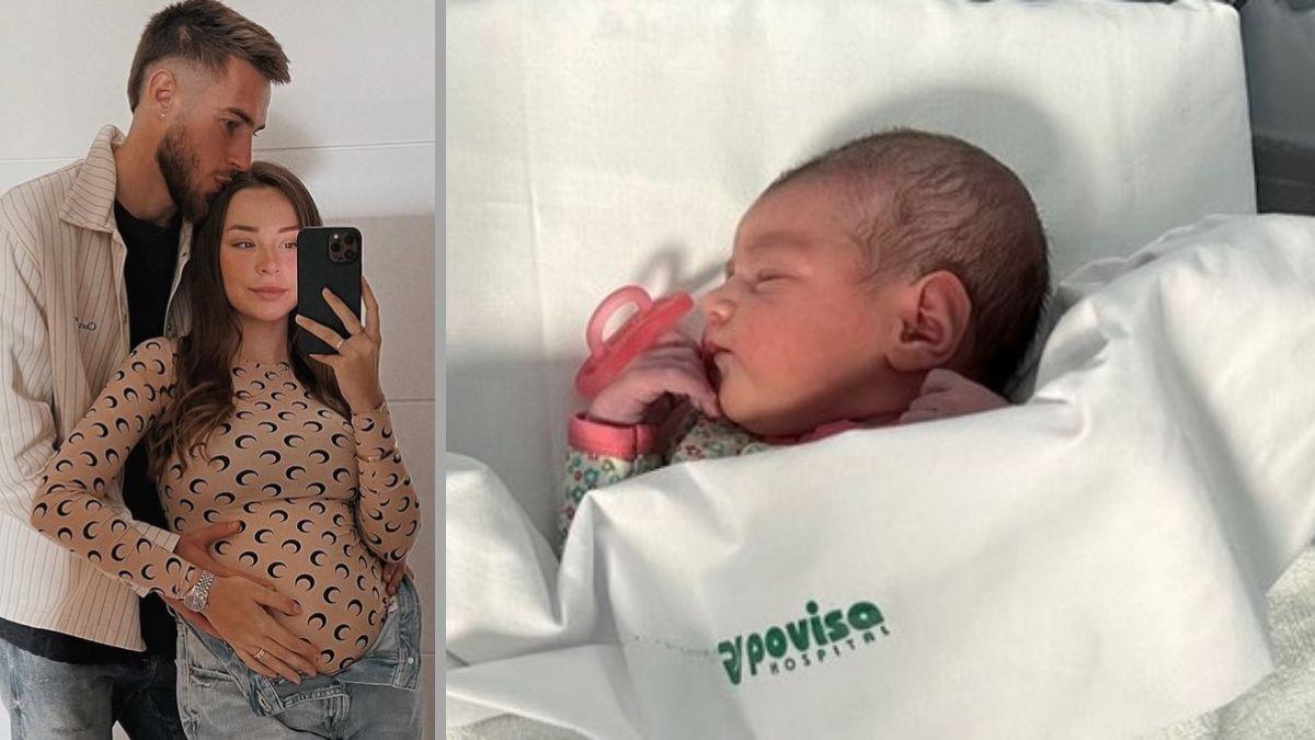 A la izquierda, Óscar Mingueza y su pareja Andrea Freijomil, embarazada, hace unas semanas antes de la llegada de su primogénita que nació hace unas horas en Vigo y se llama Bruna.