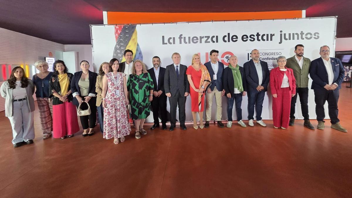 Autoridades en la apertura del 13º Congreso Confederal de USO en Badajoz