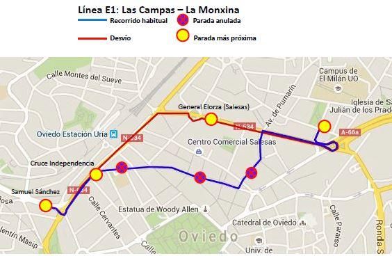 Cambios en las líneas de autobús de Oviedo