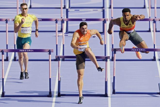  Jorge Ureña compite en la prueba de 110m vallas durante la competición en Decathlon de los Juegos olímpicos París 2024. 