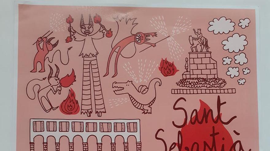 Cartel ganador de las fiestas de Sant SebastiÃ  2020 obra de Maria LlauradÃ³ Estrany.