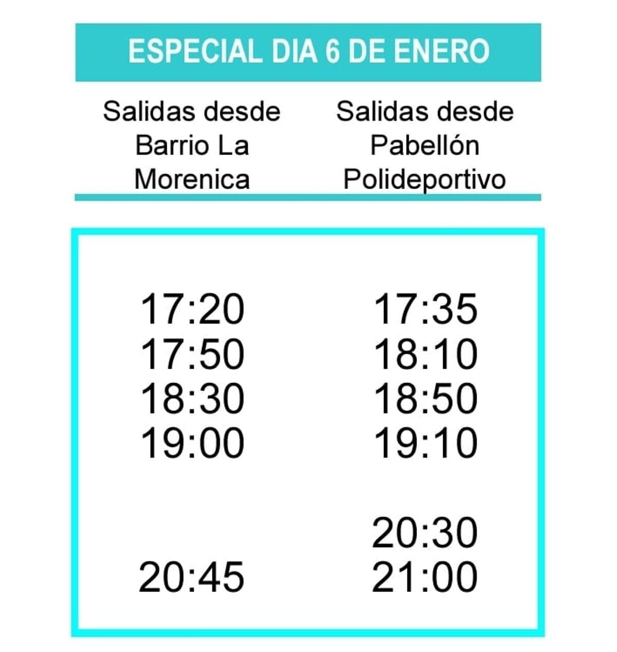 Horarios en Villena.