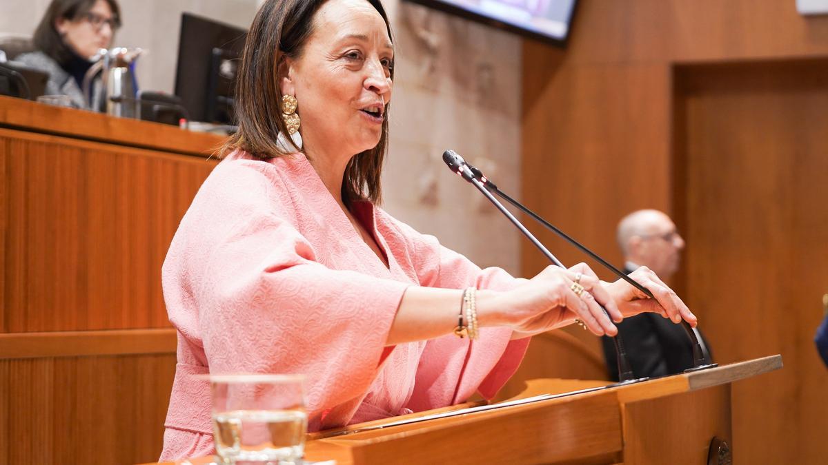 La consejera Susín, en el pleno de las Cortes.