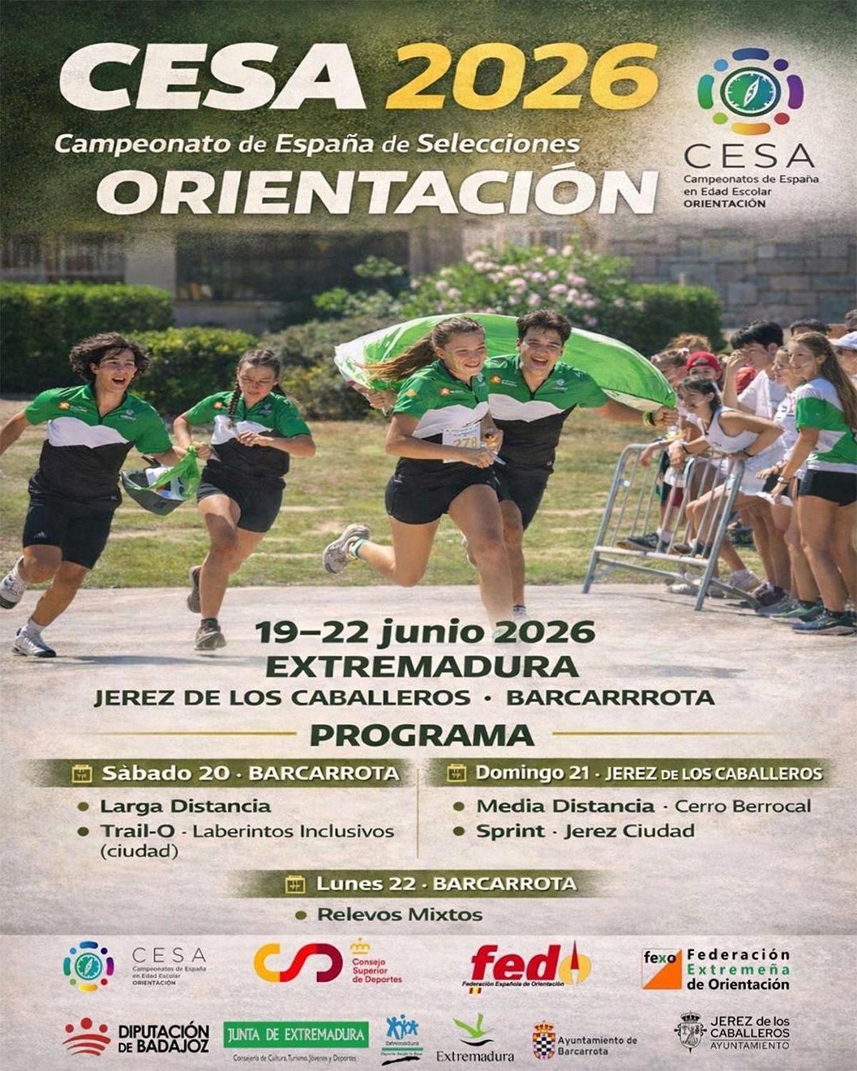Cartel del Campeonato de España de Orientación en Edad Escolar en el que participa el CAX Orientació de Xàtiva.