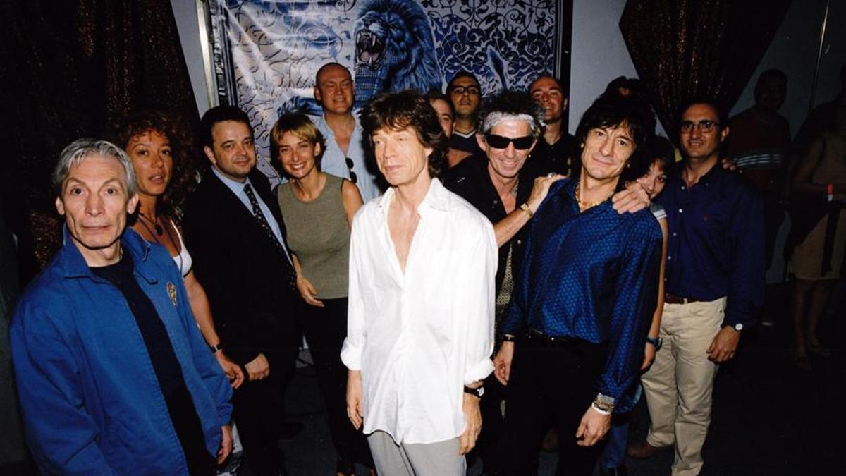 Los Rolling Stones, con Merino (tercero por la izda.) durante una parada española de la gira Bridges to Babylon.