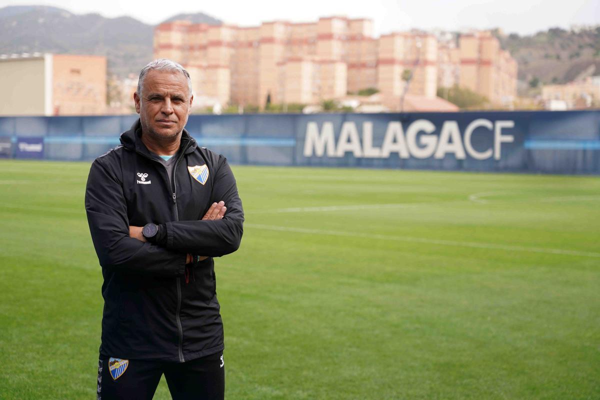 MLG 20-03-2024.-Sergio Pellicer, entrenador del Málaga CF durante una entrevista.-ÁLEX ZEA.
