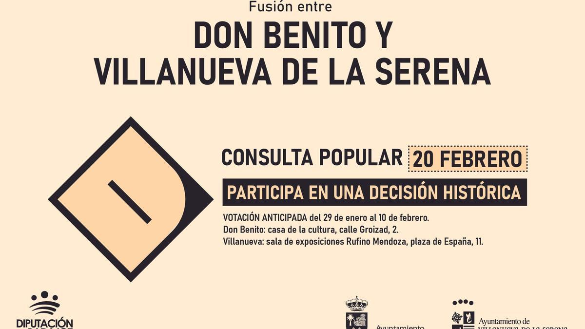 Consulta popular para la fusión Don Benito-Villanueva el 20 de febrero.