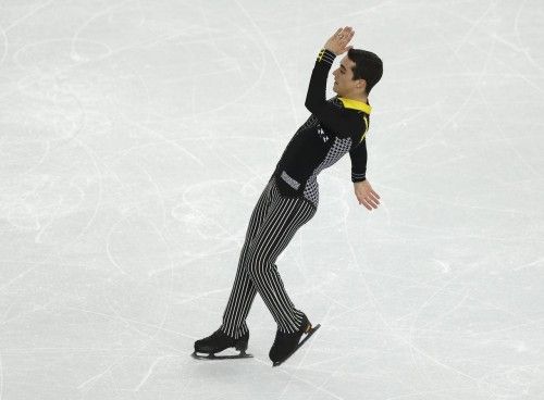 Javier Fernandez during the figure skating men's short program at the Sochi 2014 Winter Olympics