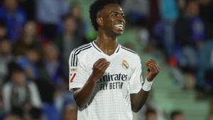 El jugador del Real Madrid Vinicius, durante un partido de Liga de esta temporada.