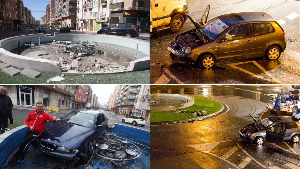 Imágenes de algunos casos de accidentes ocurridos en rotondas de Petrer