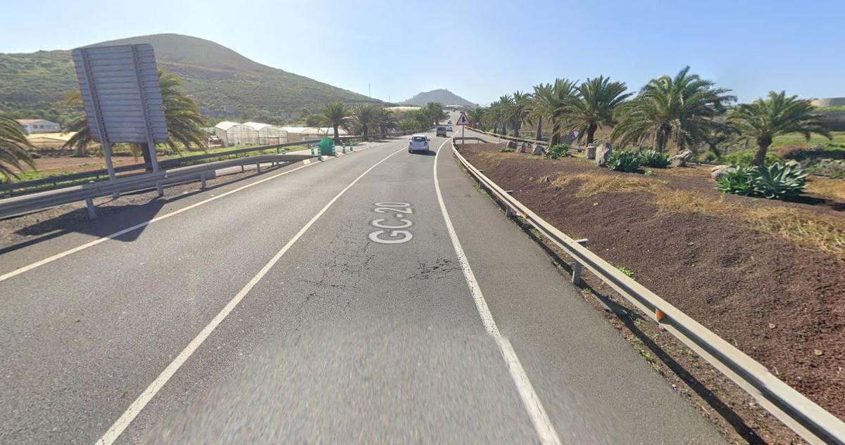Imagen de uno de los tramos de la carretera GC-20 entre Bañaderos y la rotonda de Visvique, en Arucas.