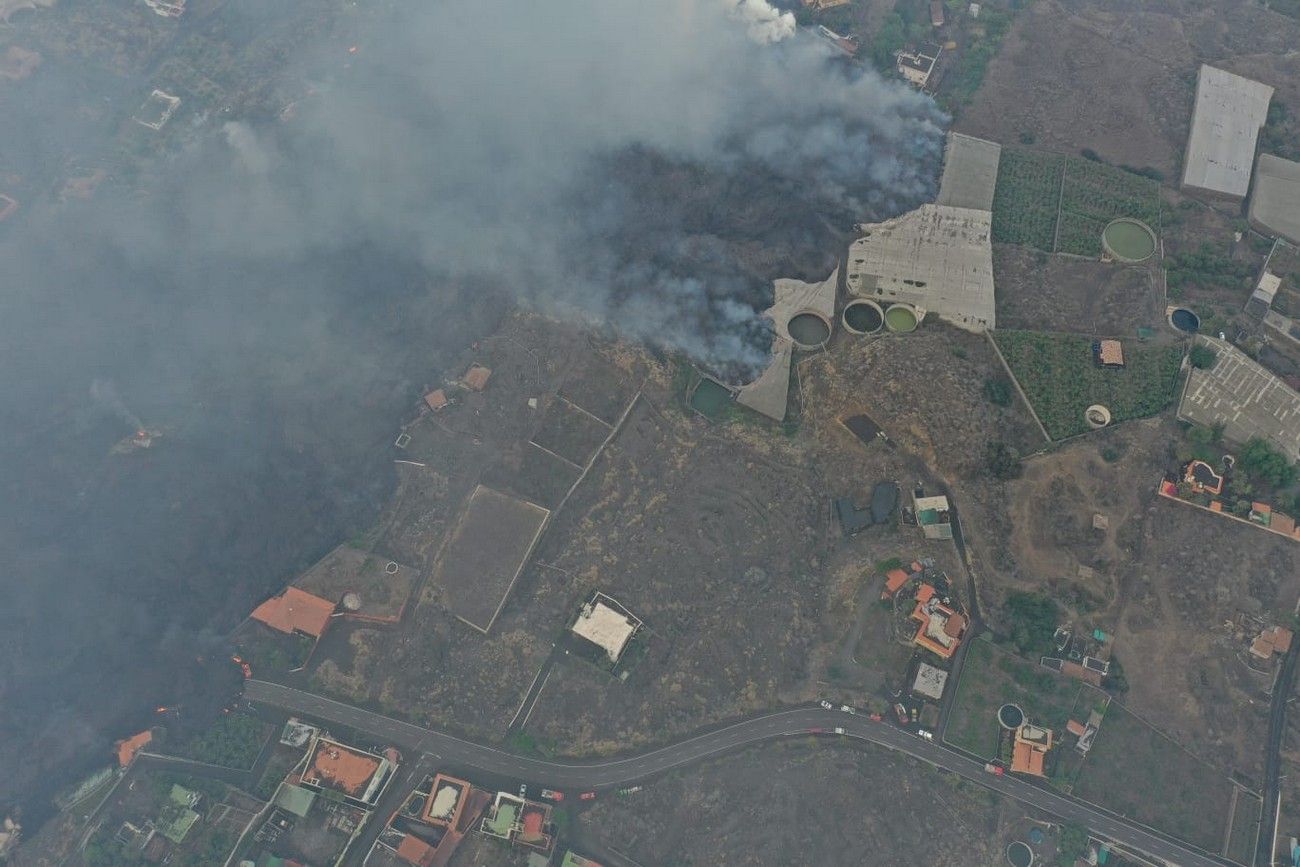 El avance de la lava del volcán de La Palma, a vista de pájaro en el décimo día de erupción