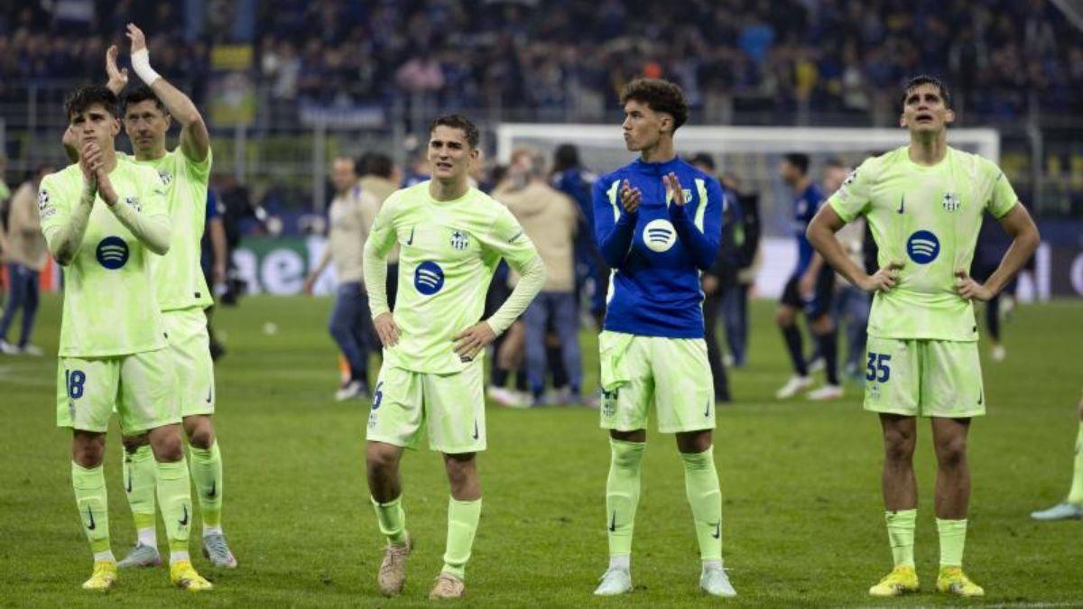 Gerard Martín llora tras la eliminación europea ante el Inter