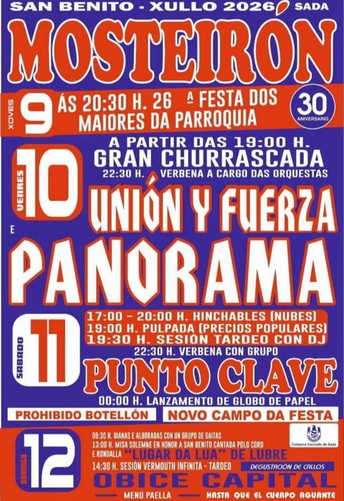 Cartel de las fiestas de Mosteirón.