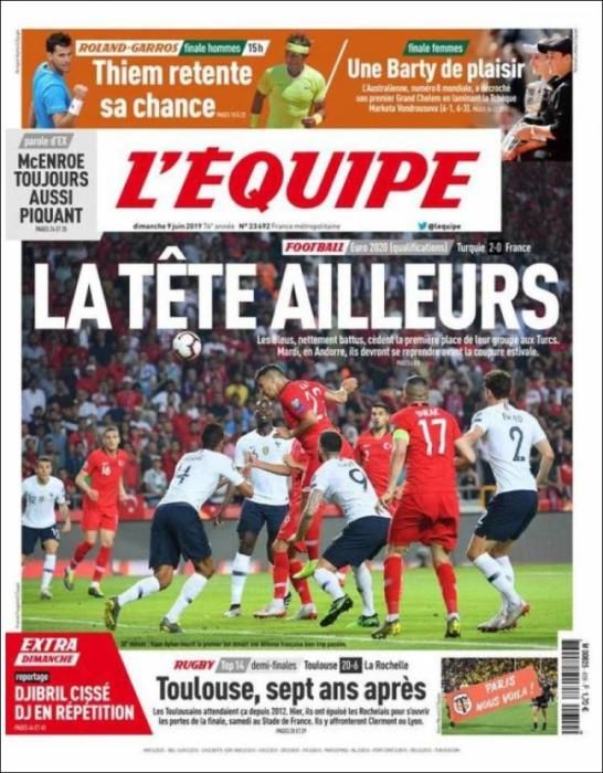 Portada L'ÉQUIPE domingo 9 de junio de 2019.